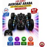 Giffy Oyuncak LED Işıklı 360° Akrobat Uzaktan Kumandalı Araba Şarjlı 4x4 Off Road Dublör Oyuncak Araba - Siyah