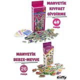giffy Oyuncak Manyetik Mıknatıslı 49 Parça Bebek Giydirme Magnet Oyunu 26 Parça Meyve Sebzeler Set