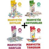 Giffy Oyuncak Manyetik Mıknatıslı 51 Parça Sayılar 30 Parça Hayvanlar 66 Parça Harfler 36 Parça Tangram - Çok Renkli