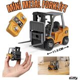 Giffy Oyuncak Mini Forklift Uzaktan Kumandalı Dahili Şarjlı Metal Gövde 1:64 Ölçek Hediyelik 11.5 cm Rc - Sarı