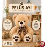 Giffy Oyuncak Peluş Ayı 30 cm Ayıcık Uyku ve Oyun Arkadaşı Yumuşak Hediyelik Sevimli Bebek Yastığı Sevgili Hediyesi - Açık Kahverengi