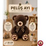 Giffy Oyuncak Peluş Ayı 30 cm Ayıcık Uyku ve Oyun Arkadaşı Yumuşak Hediyelik Sevimli Bebek Yastığı Sevgili Hediyesi - Koyu Kahverengi