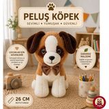 Giffy Oyuncak Peluş Kedi Köpek 26 cm Uyku ve Oyun Arkadaşı Yumuşak Hediyelik Sevimli Bebek Yastığı Sevgili Hediyesi - Kahverengi Beyaz Köpek