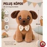 Giffy Oyuncak Peluş Kedi Köpek 26 cm Uyku ve Oyun Arkadaşı Yumuşak Hediyelik Sevimli Bebek Yastığı Sevgili Hediyesi - Kahverengi Köpek