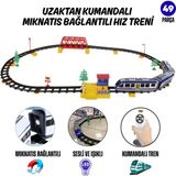 Giffy Oyuncak Pilli Uzaktan Kumandalı 49 Parça Manyetik Tren Seti Vagonlar Mıknatıs Ile Bağlanır Sesli ve Işıklı 264 cm Ray Uzunluğu - Mavi