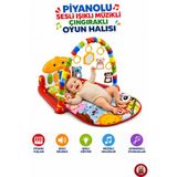 giffy Oyuncak Piyanolu Sesli Işıklı Müzikli Çıngıraklı Bebek Oyun Halısı | Aynalı Aktivite Halısı | 0-6 Ay ve 6+ Ay Gelişim Oyuncağı Matlı