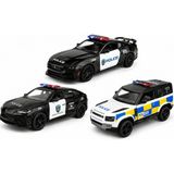 Giffy Oyuncak Polis Arabası 3 Lü Seti Mustang Lamborghini Defender Model Die Cast Model Araba Metal Gövde Gerçekçi Görünüm Koleksiyon Ürünü 1:38 Ölçek - Siyah