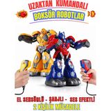 Giffy Oyuncak Şarjlı Uzaktan Kumandalı El Sensörlü Ikili Boksör Robot Seti | 2 Kişilik Mücadele Oyunu | Iki Kişilik Oyunlar Oyuncaklar Ses Efektli ve Işıklı Robotlar - Sarı - Kırmızı