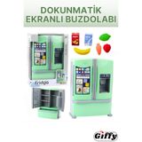 giffy Oyuncak Sesli Müzikli Aksesuarlı Açılır Kapaklı Dokunmatik Buzdolabı - Evcilik ve Mutfak Oyun Set