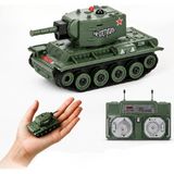 Giffy Oyuncak Uzaktan Kumandalı Mini Tank 1:64 Ölçek 8 cm Rc Tank 360° Dönüş Şarjlı Işıklı Hareketli Kule Dahili Typc-E Şarjlı - Yeşil