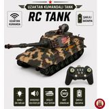 Giffy Oyuncak Uzaktan Kumandalı Tank Is-2 Model Sovyet Tankı Sesli LED Işıklı Müzikli Ses ve Atış Efektli Şarjlı Göndesi 360° Dönen Rc Tank 1:20 Ölçek 38 cm - Yeşil