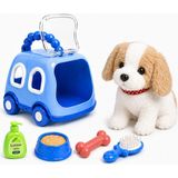 Giffy Sesli ve Hareketli Oyuncak Köpek Taşıma Seti – Aksesuarlı Sevimli Köpek Oyuncağı (Taşıma Çantalı) - Mavi