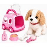Giffy Sesli ve Hareketli Oyuncak Köpek Taşıma Seti – Aksesuarlı Sevimli Köpek Oyuncağı (Taşıma Çantalı) - Pembe