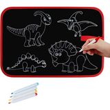 Giffy Sihirli Boyama Panosu 4 Farklı Temalı Boya Sil ve Tekrar Boya Özellikli 4 Boya Kalem Hediyeli Eğitici Set - Siyah - 30 x 30 cm