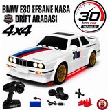 Giffy Uzaktan Kumandalı Bmw E30 Drift Arabası Retro Efsane Kasa 30 Km/h Sürat Yapabilen 4x4 Şarjlı Hız Ayarlı LED Işıklı 7 Farklı Renk 2 Farklı Mod 3 Renk - Beyaz