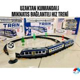 Giffy Uzaktan Kumandalı Hız Treni Sesli Pilli Işıklı Mıknatıs Bağlantılı 39 Parça Pilli Oyuncak Tren Seti - Mavi