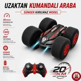 Giffy Uzaktan Kumandalı Kırılmaz Sünger Teker 20 Km/h Yapabilen 4x4 Akrobatik Drift Rc Araba LED Işıklı 360° Dönebilen Şarjlı 2.4ghz Takla Atabilen - Kırmızı