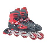 Giffy VR1 - Metal 2+2 Işıklı 3in1 Ayarlanabilir Çocuk Pateni 2+1+1 / 2+2 Silikon Tekerli Uç Korumalı - Kırmızı - 30 - 33
