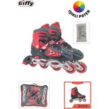 Giffy VR1 - Metal 2+2 Işıklı 3in1 Ayarlanabilir Çocuk Pateni 2+1+1 / 2+2 Silikon Tekerli Uç Korumalı - Kırmızı - 34 - 37
