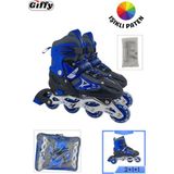 Giffy VR1 - Metal 2+2 Işıklı 3in1 Ayarlanabilir Çocuk Pateni 2+1+1 / 2+2 Silikon Tekerli Uç Korumalı - Mavi - 38 - 41