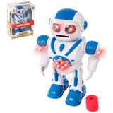 Giffy/Oyuncak Disk Atan Robot Pilli Işıklı Ve Müzikli 25 Cm Dev Robot Eğlenceli Etkileşimli Sesli Ve Hareketli Robot (Mavi)