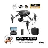 Giffy/oyuncak Mini Kameralı Başlangıç Drone Uzaktan Kumandalı Uygulama Kontrollü 72P Hd Takla Atan Şarjlı Drone - Option-1 - 0 - Siyah