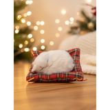 Gifi Peluş Yavru Kedi Oyuncak Minder Üstünde Uyuyan Kedi Küçük Boy 10 x 11 - Beyaz