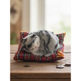 Gifi Peluş Yavru Kedi Oyuncak Minder Üstünde Uyuyan Kedi Küçük Boy 10 x 11 - Gri