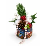 Gift Design Yılbaşı Yapay Çiçek Aranjmanı, Masaüstü Süs, Noel Temalı, Çap 10cm, Yükseklik 15cm, Ev Dekorasyon, 1 Adet