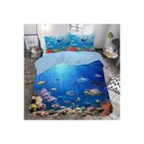 GİFT DUVET COVER akvaryum 3d Baskılı Çift Kişilik Nevresim Takımı RENKLİ 200 x 220