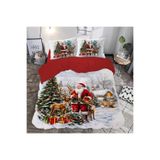 Gift Duvet Cover Christmas Noel Baba 3d Baskılı Çift Kişilik Nevresim Takımı Kırmızı 200 x 220
