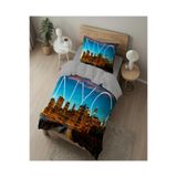 Gift Duvet Cover Newyorkcıty 3d Baskılı Tek Kişilik Nevresim Takımı Gri 160 x 220