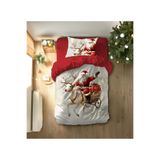 Gift Duvet Cover Yıbaşı Noel Baba 3d Baskılı Tek Kişilik Nevresim Takımı Kırmızı 160 x 220