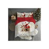 Gift Duvet Cover YıIbaşı Noel Baba 3d Baskılı Çift Kişilik Nevresim Takımı Kırmızı 200 x 220