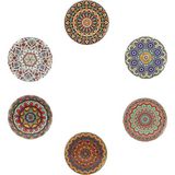 Gift Home 6'lı Çini Desenli Autum Metal Bardak Altlığı ve Metal Stand