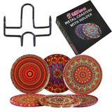 Gift Home 6'lı Çini Desenli Sunset Metal Bardak Altlığı ve Metal Stand