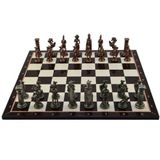 Gift Home Battal Boy Metal İngiliz 43x43 cm Satranç Takımı Antik ve Katlanır Ceviz Desenli MDF Satranç Tahtası
