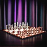 Gift Home Battal Boy Metal Roma 43x43 cm Satranç Takımı Antik ve Katlanır Ceviz Desenli MDF Satranç Tahtası