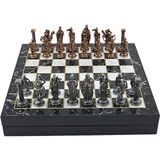 Gift Home Büyük Boy Metal İngiliz 36x36 cm Satranç Takımı Antik Ve Mermer Desenli Sandıklı Mdf Tahtası