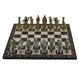 Gift Home Büyük Boy Metal İngiliz 43x43 cm Satranç Takımı Parlak ve Katlanır Ceviz Desenli MDF Satranç Tahtası