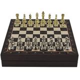 Gift Home Büyük Boy Metal Klasik 36x36 cm Satranç Takımı Parlak ve Ceviz Desenli Sandıklı Mdf Tahtası