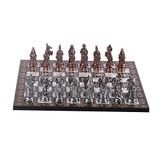 Gift Home Büyük Boy Metal Osmanlı Bizans 37x37 cm Satranç Takımı Antik ve Sedef Desenli MDF Ahşap Satranç Tahtası