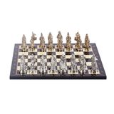 Gift Home Büyük Boy Metal Osmanlı Bizans 37x37 cm Satranç Takımı Parlak ve Ceviz Desenli MDF Ahşap Satranç Tahtası