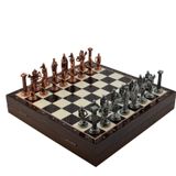 Gift Home Büyük Boy Metal Pegasus 36x36x6 cm Satranç Takımı Parlak Ve Mermer Desenli Sandıklı Mdf Tahtası