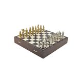 Gift Home GiftHome Kişiye Özel İsimli Hediyelik Büyük Boy Metal OSMANLI-BİZANS Satranç Takımı Parlak ve Ceviz Desenli Sandıklı MDF Tahtası(36X36cm)