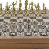 Gift Home Metal Mısır 36x36x6 cm Satranç Takımı Parlak ve Rustik Desenli MDF Sandıklı Satranç Tahtası