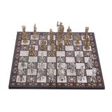 Gift Home Metal Satranç Takımı Battal Boy Roma Figürlü Parlak Satranç Taşı ve MDF Katlanır Sedef Desenli Satranç Tahtası