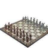 Gift Home Metal Satranç Takımı Battal İspanyol Antik Sedef Desenli Satranç Tahtası
