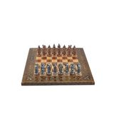 Gift Home Metal Satranç Takımı Battal Osmanlı-Bizans Antik Sedef Gül Düz Masif Satranç Tahtası