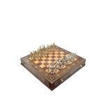 Gift Home Metal Satranç Takımı Battal Yunan Parlak Sedefli Ceviz Çekmeceli Satranç Tahtası